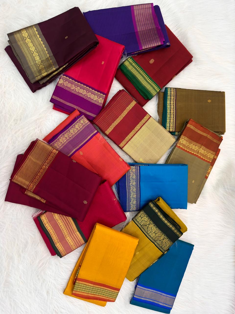 Moss Green and Rust Handwoven Pure Silk Kanjivaram Saree with Korvai Border