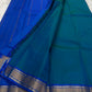 Peacock Blue and Royal Blue Handwoven Pure Silk Kanjivaram Saree with Varisaipet Border