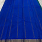 Peacock Blue and Royal Blue Handwoven Pure Silk Kanjivaram Saree with Varisaipet Border