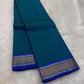 Peacock Blue and Royal Blue Handwoven Pure Silk Kanjivaram Saree with Varisaipet Border