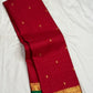 Crimson rose red handwoven pure silk Kanjipuram Butta saree with gold zari and green edge, photo 3 of 5