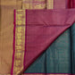 Rani pink accented border on a steel-blue Vairaoosi Kanchipuram saree, Idam Living (photo 3 of 5)