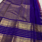 Kathiripoo Purple and Royal Blue vintage pure silk Kanchipuram Varisaipet saree, pallu ornament detail, handwoven zari and ornate border