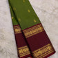 Olive green and maroon Kanjivaram silk saree with rettapet border and veldhari body weave — Idam Living