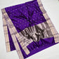 Royal Purple Silver Border Pattu Silk Chanderi saree, silk texture