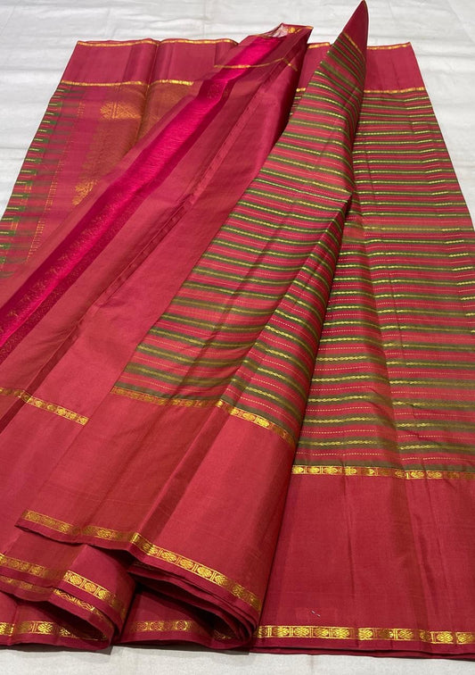 vazhaipoo crimson pink Kanchipuram silk saree with kk weave folded view