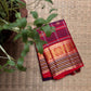Arakku Red and Deep Violet Kanchi Kattam Kanchipuram silk saree, detail view