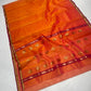 Sunset Orange and Pink Katan Silk Chanderi handloom saree — border closeup