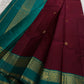 Lightweight Kanchipuram saree with peacock teal contrast border