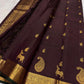 Deep Paaku Brown Handwoven Pure Silk Kanchipuram Vairaoosi Saree with Deer and Maanga Motifs