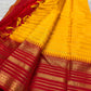 Manjal yellow and arakku red Pure Kanchipuram silk Varisaipet saree, view 4
