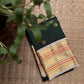 Warm Ivory & Deep Forest Green Varisaipet Kanchipuram silk saree, detail view