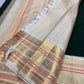 Ornate pallu and border of Warm Ivory & Deep Forest Green Varisaipet Kanchipuram silk saree with traditional zari and silk-thread work.