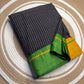 Pure cotton Patteda Anchu saree from Karnataka folded flat lay — Idam Living