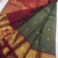 Adar Pachai Pure Silk Kanchipuram Zari Kattam saree with Arakku gold-zari border.