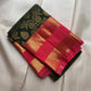 Karum Pachai pure silk Kanchipuram Rettapet saree with vivid Rani Pink and classic gold zari border.