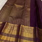 Kathiri Purple Pure Silk Kanchipuram Butta saree with deep aubergine tone.