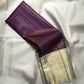 Kathiri Plum pure silk Kanchipuram Zari Kattam saree with pale Alli Pachai mint-sage gold zari border.