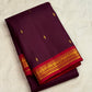 Kathiripoo Plum handwoven pure silk Kanchipuram saree, full view