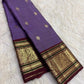 Kathiripoo Purple and Arakku pure silk Kanchipuram Butta saree, view 2