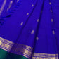 Vivid Neelam Blue and Emerald Green pure silk Kanchipuram Varisaipet saree, decorative seer zari weaving.