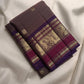 Muted Taupe Brown Handwoven Pure Silk Kanchi Pattu Butta Saree with Kathiripoo Mayil Gold Zari Border