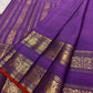 Kathiripoo Violet Handwoven Pure Silk Kanchipuram Saree with Rettapet Mayil Zari Border and Orange-Red Selvedge