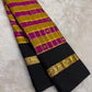 magenta ponvandu gold checks  Kanchipuram silk saree with vh-kv weave folded view