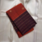 Kesari orange pure silk body with spaced small gold buttas and broad checked kaapi brown border
