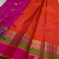 Kesari-orange Pure Silk Kanjivaram Butta saree with paimadi kattam body and colourful Vadamalli border.