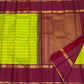 Kili Pachai Green Handwoven Pure Silk Kanjipuram Saree with Rettapet Border and Veldhari Stripes, silk body close-up