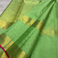 Kili Pachai Green Handwoven Pure Silk Kanchi Pattu Zari Kattam Saree with Gold Zari Bird Motif Border