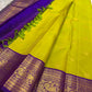 Kili Pachai Kanchipuram Korvai saree with deep purple border
