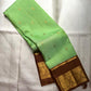 Kili Pachai Pure Silk Kanchipuram Korvai saree with Kaapi Brown Kamalam zari border