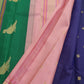 Korvai Kanchana Deep Purple With Blush Pink And Forest Emerald Double Korvai Pallu Kanchipuram Silk Saree