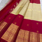 Korvai KanchiPattu saree — broad raspberry pink border overview