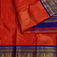 Handwoven Vairaoosi pure silk weave texture in kungumapoo orange