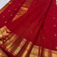 Kumkum Red Handwoven Pure Silk Kanjivaram Saree with Mayil Zari Buttas and Elephant Peacock Zari Border