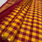 Deep kumkum red pallu with dense gold zari work on Paalum Pazhamum Kanchipuram saree