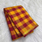 Kumkum red and manjal yellow Paalum Pazhamum Pure Silk Kanchipuram saree with zari buttas