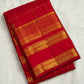 Kumkum Red handwoven pure silk Kanchipuram zari kattam saree, full view