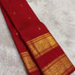 Kumkum Red and Antique Gold Handwoven Pure Silk Kanchipattu Saree with Rettapet Border and Mayil Chakram Butta