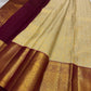 Kumkumam Red Korvai border with layered floral and bird-inspired classic gold zari ornamental registers.