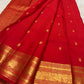 Kumkumam Red Pure Silk Kanchipuram Butta saree with traditional bird gold zari border