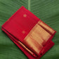 Pure Kanchipuram silk saree in kungumam red with antique gold zari border and traditional zari buttas