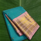 turquoise blue Kanchipuram silk saree with kv weave folded view