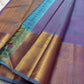 Iridescent Lavender Blue pure silk Kancheepuram saree, Butta weave with Antique Gold Zari border — border detail