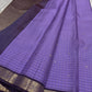 Close view of lavender Kanjivaram silk body with fine Zari Kattam gold zari grid and scattered petite Floral Butta