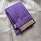 Deep purple gold zari Floral Butta border of lavender Kanjivaram pure silk saree