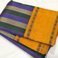 Lavender Green and Grey Handwoven Premium Zariless Korvai Kanjivaram Saree with Golden Mustard Rettapet Borders full saree view showing body, border and pallu.